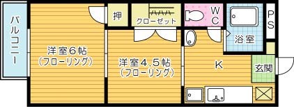 プレジール水神Ｂ棟 202号室 間取り