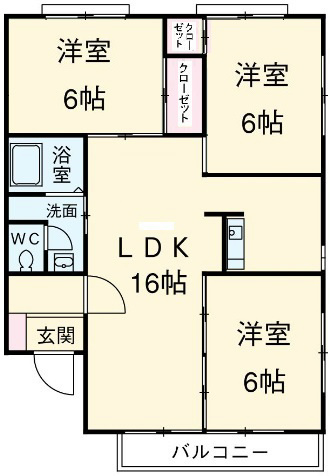 セジュールオクダＢ 間取り図