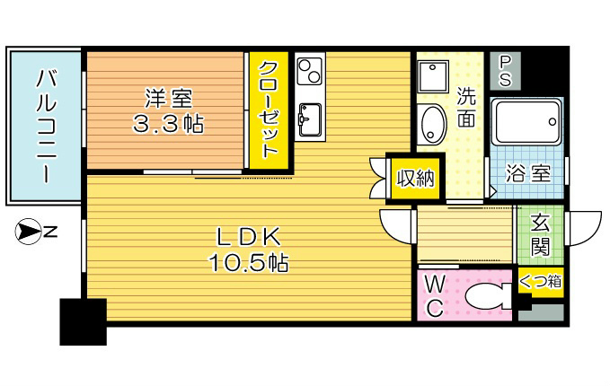 PROTO CITY TOBATA(プロトシティ戸畑) 307号室 間取り