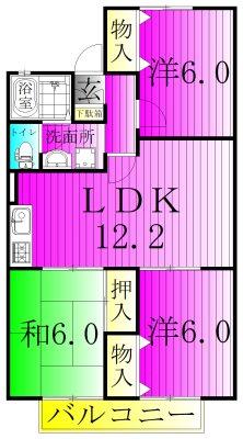 ヴィラ長街道 203号室 間取り