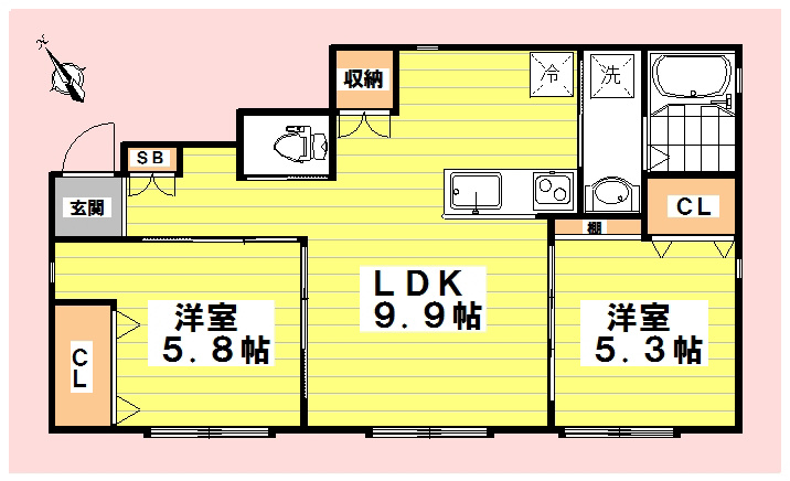 ラヴィ松戸 1st号室 間取り