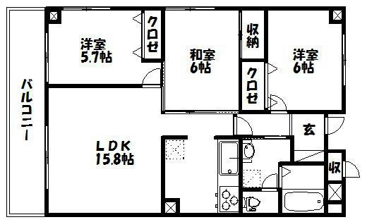 ライフ第5マンション大平台 302号室 間取り