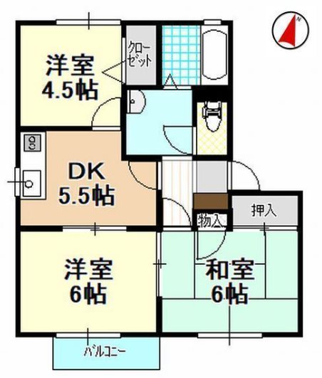 プラースⅡ A202号室 間取り