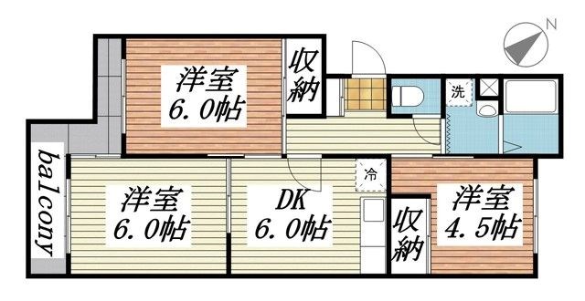 オギノハイツ 303号室 間取り