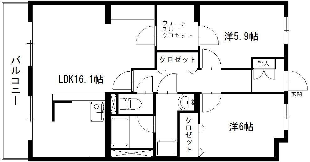 長屋マンション 205号室 間取り