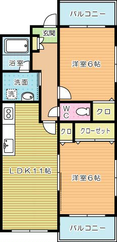 プレステージ緑ヶ丘 105号室 間取り