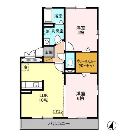 カトルセゾン 201号室 間取り