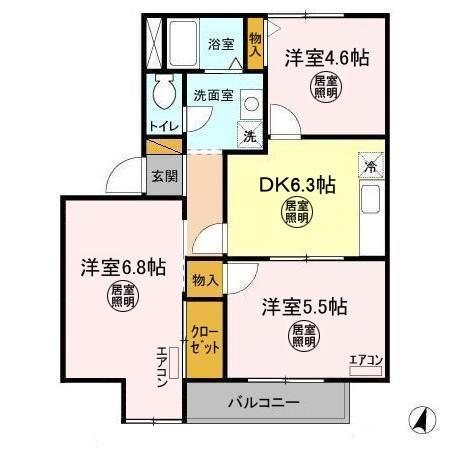 メルヴェイユⅡ 205号室 間取り