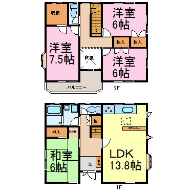知多市金沢貸家 間取り