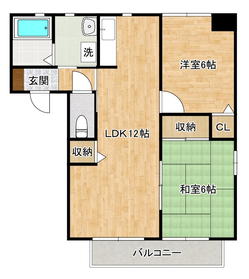 エヴァーグリーン紫の池　Ｃ棟 202号室 間取り