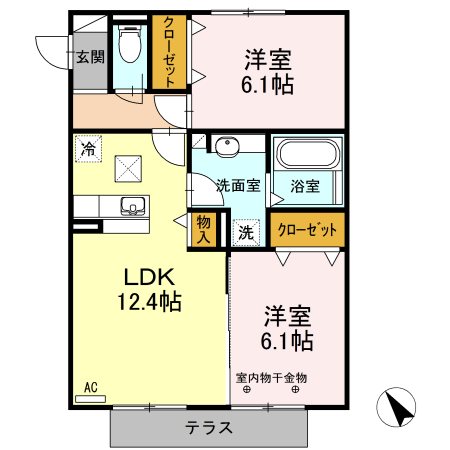 セジュール・フーキＣ 101号室 間取り