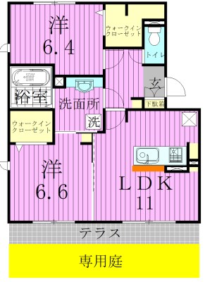 ウィステリア 102号室 間取り