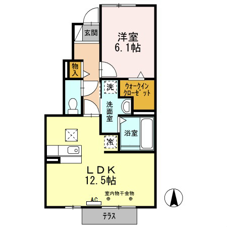 風の丘 102号室 間取り