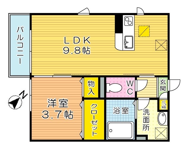 フェリス富ケ丘 105号室 間取り