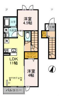 ヴィルヌーヴ　B棟 202号室 間取り
