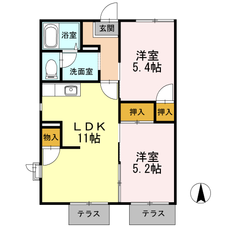 サンモール清水Ｄ 102号室 間取り