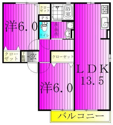 サンロイヤル 203号室 間取り
