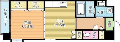 サンシャインキャナル小倉 206号室 間取り
