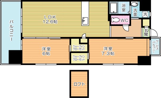 サンシャインキャナル小倉 1404号室 間取り