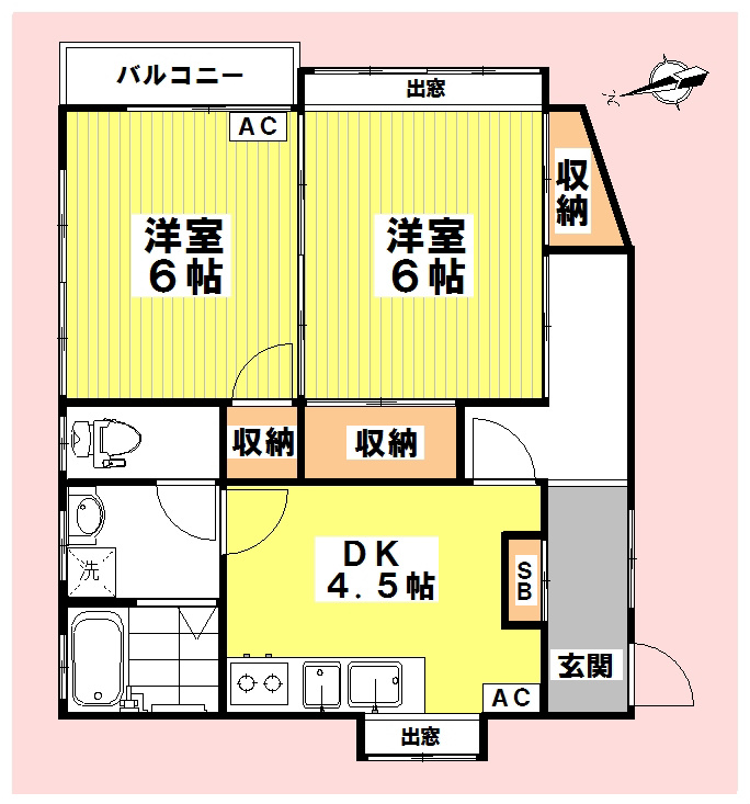 林ハイツ 2-A号室 間取り
