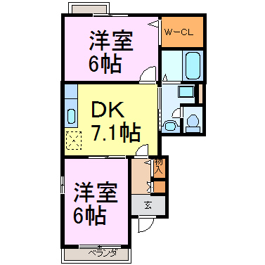 ドミール梨子ノ木 101号室 間取り