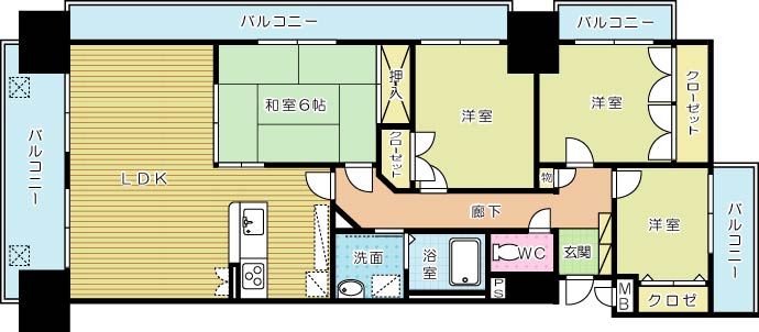 シャトレ大手町Ｓ棟 601号室 間取り