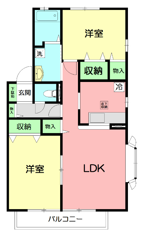 HG宮谷C棟 201号室 間取り