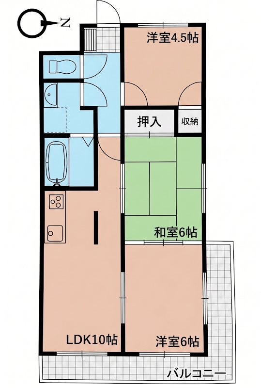 グローバル五日市中央 301号室 間取り