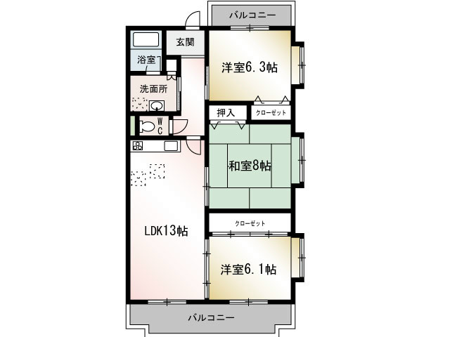 ヒルハイム湘南Ⅰ 101号室 間取り
