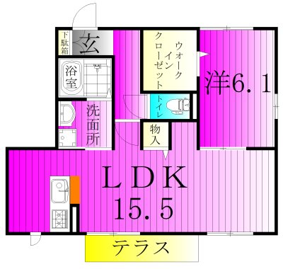 ワンリーフA 1F号室 間取り