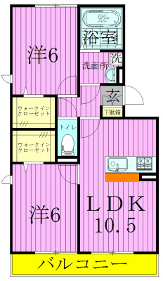 エミナンスⅢ 102号室 間取り