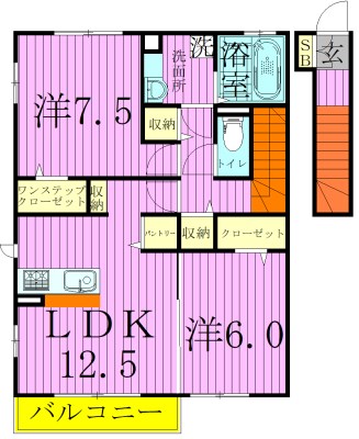 サンシャイン道野辺中央 Ａ203号室 間取り