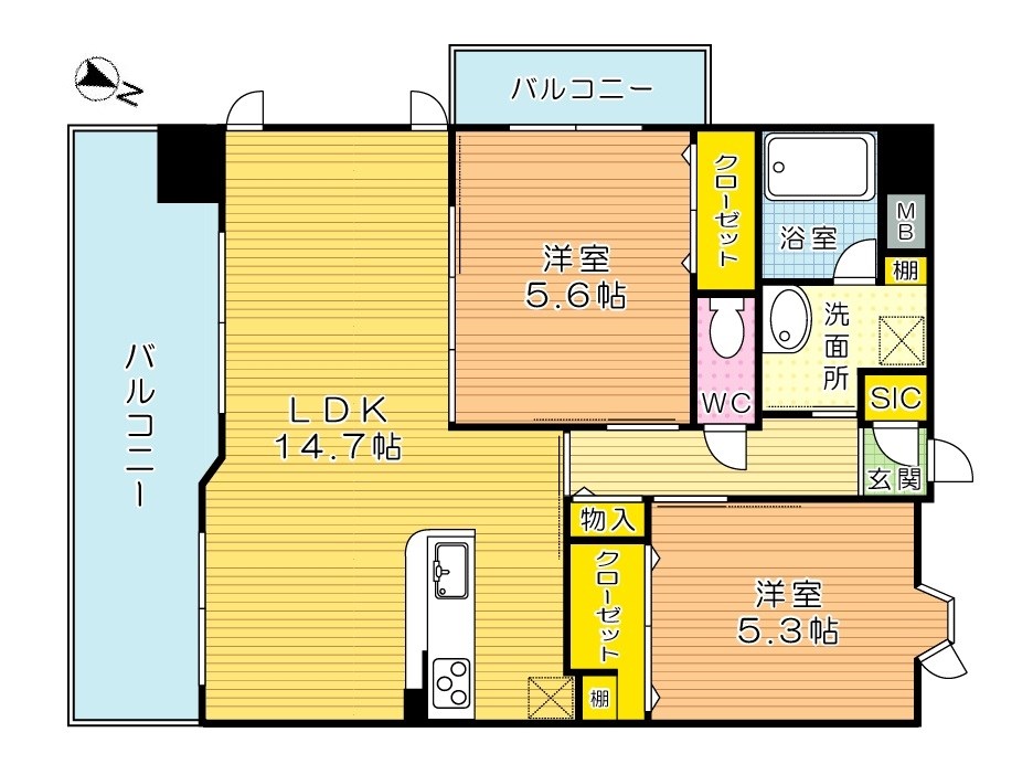 Bellezza Moji(ベレッツァ門司) 401号室 間取り