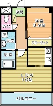 Calmハナ(カームハナ) 102号室 間取り