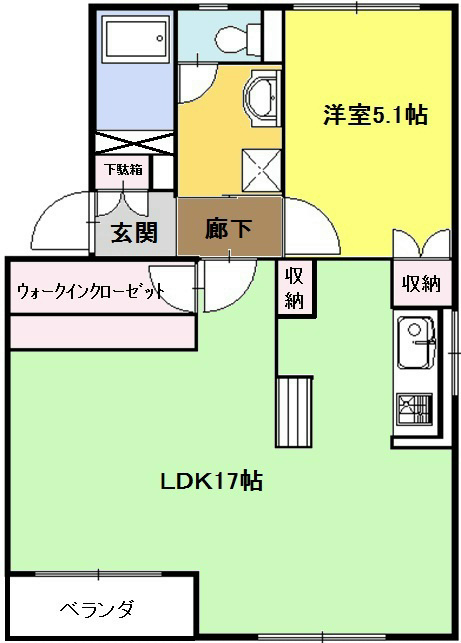 ハイツテクトピア掛川Ⅰ 104号室 間取り