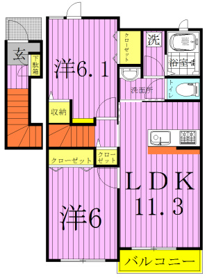 ヴィラ茶居夢Ⅲ 202号室 間取り