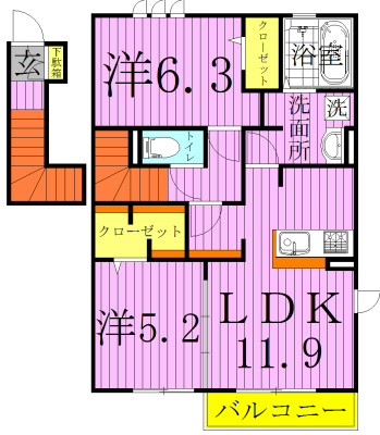 アファービレ B 201号室 間取り