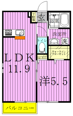 グレーシア 102号室 間取り