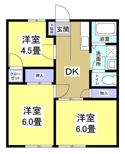 パナハイツ河合 A 102号室 間取り