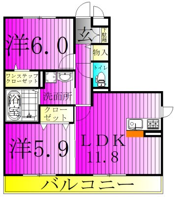 アリオンA 201号室 間取り