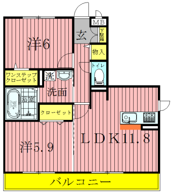アリオンA 201号室 間取り