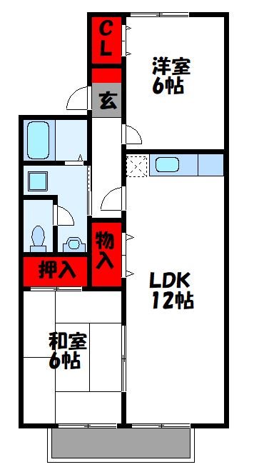 セジュールS214 203号室 間取り