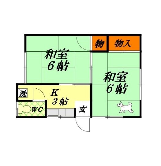 山崎アパート 2FｰA号室 間取り