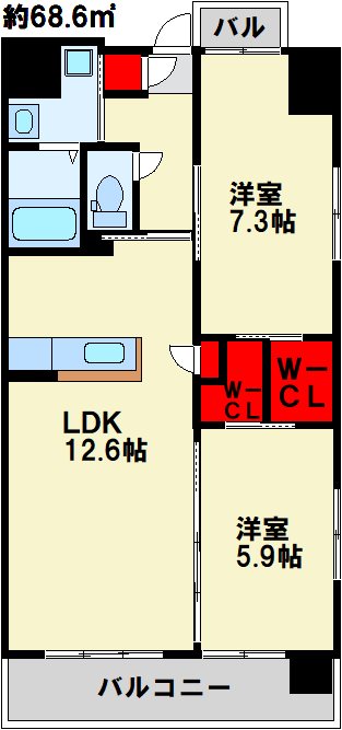 サンシャイン・キャナル 小倉 1104号室 間取り