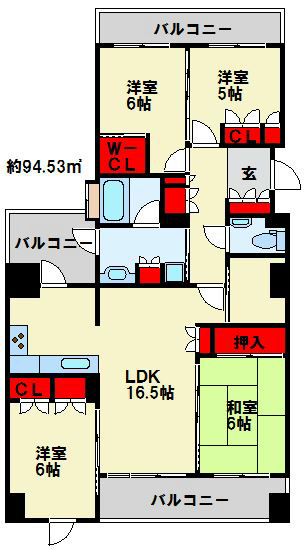 リビオ 大手町 グランエンブレム 412号室 間取り