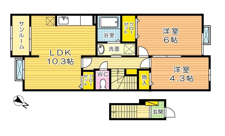 グランツⅢ 202号室 間取り