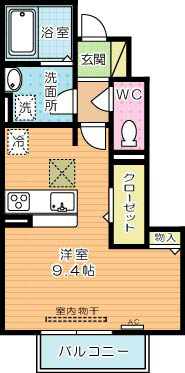 プランドール　Ａ棟 102号室 間取り