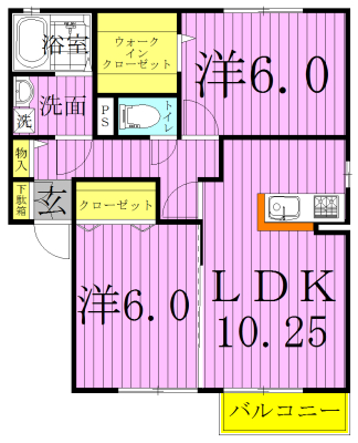 クレストパークA 201号室 間取り