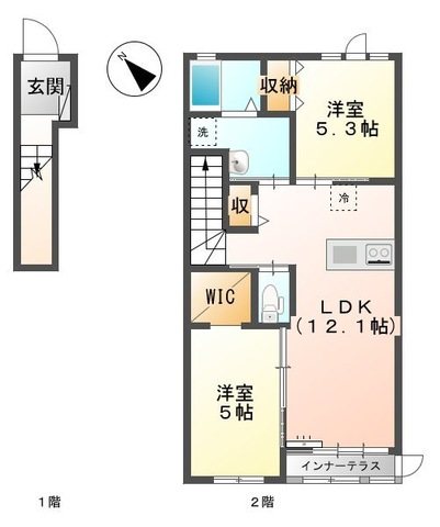 La　glycine～ラグリシーヌ～ 201号室 間取り