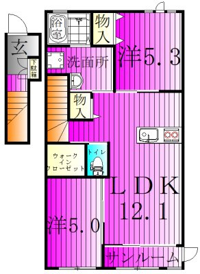 La　glycine～ラグリシーヌ～ 201号室 間取り